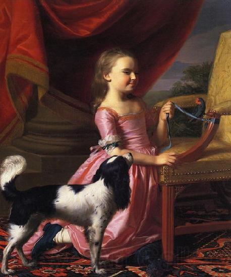 John Singleton Copley Young lady with a Bird and dog Spain oil painting art